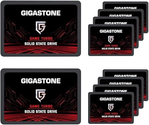 GIGASTONE SATA SSD 256GB (10er Pack) 2,5 Zoll 3D NAND Bis zu 520MB/s interne SSD SATA III SSD Festplatte Kompatibel mit Laptop und PC Desktop Festkörper-Laufwerk 2,5" SLC Cache Performance von Gigastone