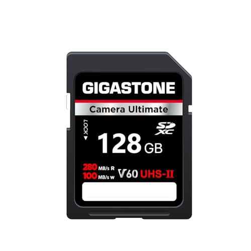 GIGASTONE UHS-II V60 128GB SD Karte Ultimate Kamera Geschwindigkeit bis 280/100MB/s, U3 SDXC 4K Ultra HD UHD Video für DSLR Canon, Nikon, Sony, Pentax, Kodak, Panasonic, inkl. 1 Mini Hülle GIGASTONE UHS-II V60 128GB SD Karte Ultimate Kamera Geschwindigkeit bis 280/100MB/s, U3 SDXC 4K Ultra HD UHD Video für DSLR Canon, Nikon, Sony, Pentax, Kodak, Panasonic, inkl. 1 Mini Hülle von Gigastone