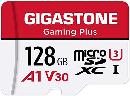 [Gigastone] 128 GB Micro-SD-Karte, Gaming Plus, MicroSDXC-Speicherkarte für Nintendo Switch, Wyze, GoPro, Dashcam, Sicherheitskamera, 4K-Videoaufnahme, UHS-I A1 U3 V30 C10, bis zu 100 MB/s, mit von Gigastone