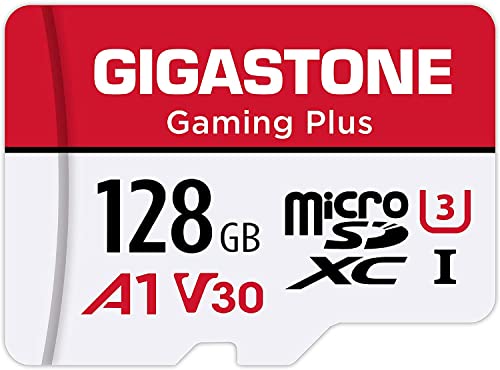 [Gigastone] 128GB Micro-SD-Karte, Gaming Plus, MicroSDXC-Speicherkarte für Nintendo Switch, Wyze, GoPro, Dashcam, Sicherheitskamera, 4K-Videoaufnahme, UHS-I A1 U3 V30 C10, bis zu 100 MB/s, mit von Gigastone