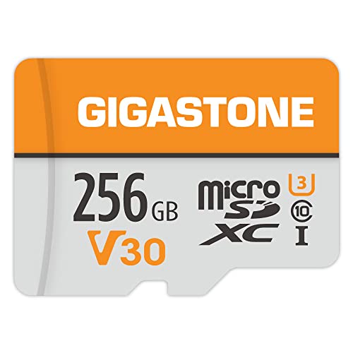 Gigastone 256GB MicroSDXC Speicherkarte + SD Adapter, für Action-Kamera, GoPro, Drohne und Tablet, Lesegeschwindigkeit bis zu 100MB/s, 4K UHD-Videoaufnahme, Micro SD Karte UHS-I A1 Klasse 10 U3 von Gigastone