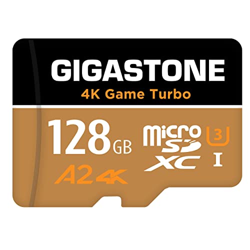 Gigastone 4K Game Turbo 128GB MicroSDXC Speicherkarte und SD Adapter mit A2 App-Leistung bis zu 100/50 MB/s, Kompatibel mit Switch, UHS-I U3 Klasse 10 (5 Jahre kostenlose Datenwiederherstellung) von Gigastone