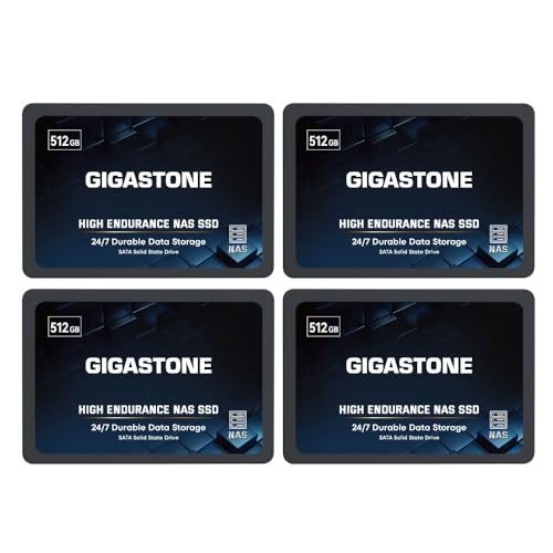 Gigastone 512GB SSD Festplatte (4er-Pack) TLC Hohe Dauerhaltbarkeit SSD für 24/7 Dauerbetrieb NAS-Systeme RAID 2,5 Zoll SATA III Internes Festkörper-Laufwerk NAS Caching von Gigastone