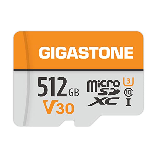Gigastone 512GB MicroSDXC Speicherkarte + SD Adapter, für Kamera, PC, Laptop und Tablet, Lesegeschwindigkeit bis zu 100MB/s, 4K UHD-Videoaufnahme, Micro SD Karte UHS-I V30 Klasse 10 U3 von Gigastone
