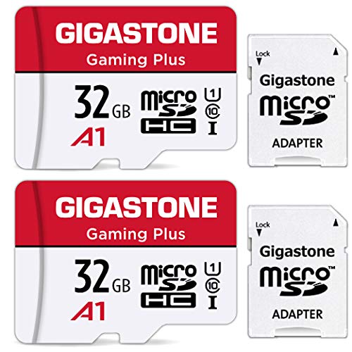 Gigastone Gaming Plus 32GB MicroSDHC Speicherkarte 2er-Pack und SD Adapter, Actionkameras und Drohnen, Lesegeschwindigkeit bis zu 90MB/s, Full HD-Videoaufnahme, Micro SD Karte UHS-I A1 U1 Klasse 10 von Gigastone
