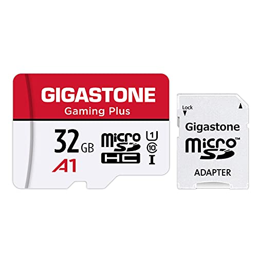 Gigastone Gaming Plus 32GB MicroSDHC Speicherkarte und SD Adapter, Actionkameras und Drohnen, Lesegeschwindigkeit bis zu 90MB/s, Full HD-Videoaufnahme, Micro SD Karte UHS-I A1 U1 Klasse 10 von Gigastone