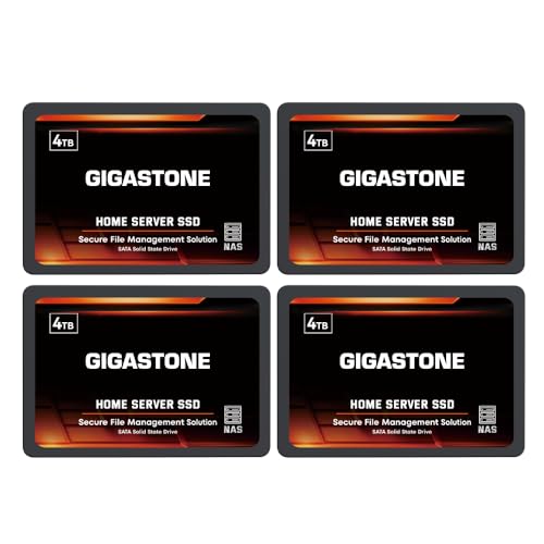 Gigastone Home NAS SSD 4TB (4er-Pack) 24/7 Dauerhaft Hohe Dauerhaltbarkeit Persönlicher Server Cloud Datenspeicher RAID 3D NAND 2,5 Zoll SATA III Interne Solid State Festplatten von Gigastone