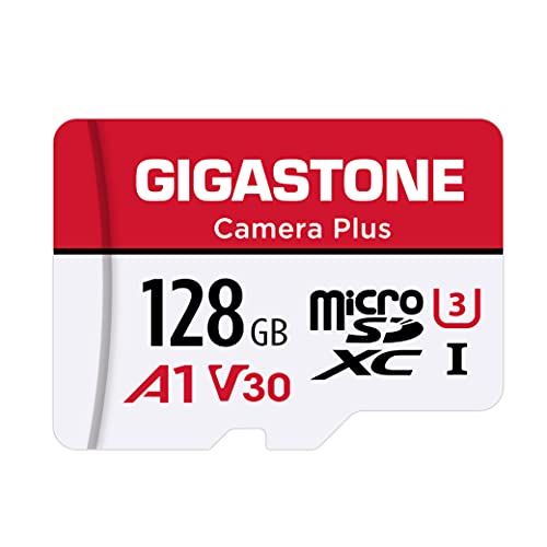 Gigastone Kamera Plus 128GB MicroSDXC Speicherkarte + SD Adapter, für Action-Kamera Drohne und Tablet, Lesegeschwindigkeit bis zu 100MB/s, Full HD-Videoaufnahme, A1 U3 Klasse 10 Micro SD Karte UHS-I von Gigastone