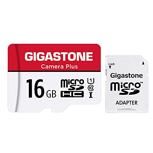 Gigastone Kamera Plus 16GB MicroSDHC Speicherkarte + SD Adapter, für Action-Kamera Drohne und Tablet, Lesegeschwindigkeit bis zu 85MB/s, Full HD-Videoaufnahme, U1 Klasse 10 Micro SD Karte UHS-I von Gigastone