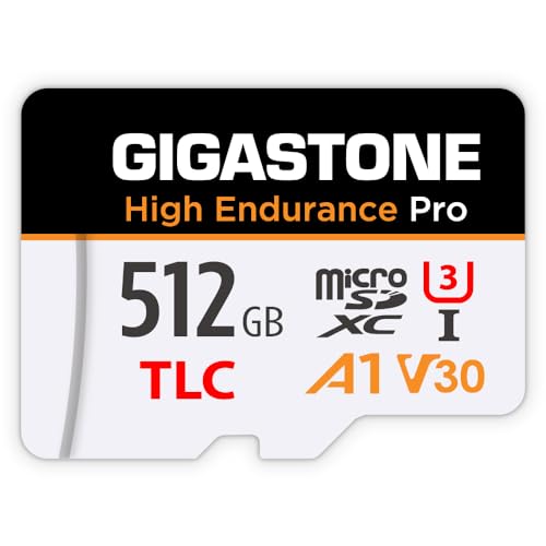 GIGASTONE Micro-SD-Karte, 512 GB, hohe Geschwindigkeit der Pro-Serie, bis zu 100 MB/s, kompatibel mit Redtiger Rove Vivofo Vantrueeo Arifayz Dashcam, MicroSDXC UHS-I A1 V30 U3 von Gigastone