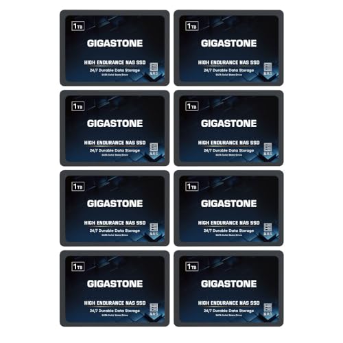 GIGASTONE SSD 1TB SSD Festplatte (8er-Pack) TLC Hohe Dauerhaltbarkeit SSD für 24/7 Dauerbetrieb NAS-Systeme RAID 2,5 Zoll SATA III Internes Festkörper-Laufwerk NAS Caching von Gigastone
