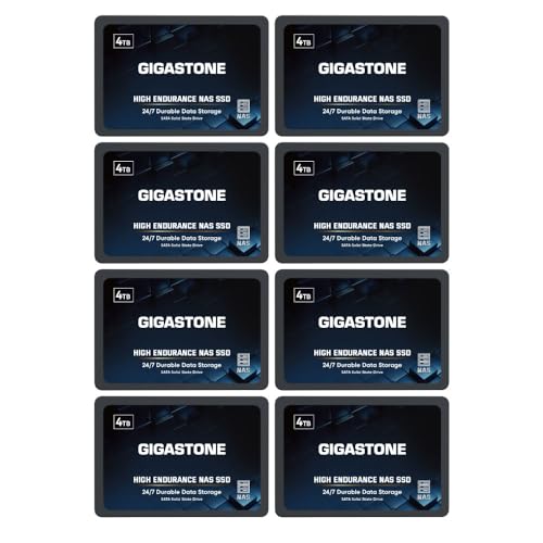 Gigastone NAS SSD 4TB SSD Festplatte (8er-Pack) Hohe Dauerhaltbarkeit SSD für 24/7 Dauerbetrieb NAS-Systeme RAID 2,5 Zoll SATA III Internes Festkörper-Laufwerk NAS Caching von Gigastone