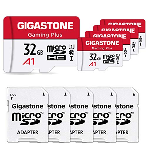 Gigastone Speicherkarte, 32 GB, 5 Karten, Gaming Plus Serie, kompatibel mit Switch Dashcam GoPro, hohe Geschwindigkeit bis zu 90 MB/s, A1 U1 C10 Micro-SDHC-Karte für DJI Drohne Full HD Video, UHS-I von Gigastone