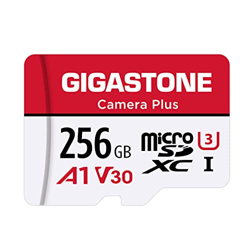 Gigastone Speicherkarte 256 GB Kamera Plus Seriell, Lesegeschwindigkeit bis zu 100 MB/s. Ideal für Full HD Video Gopro Drohne Android-Kamera, A1 Micro-SDXC-Karte mit Mini-Hülle und SD-Adapter. von Gigastone