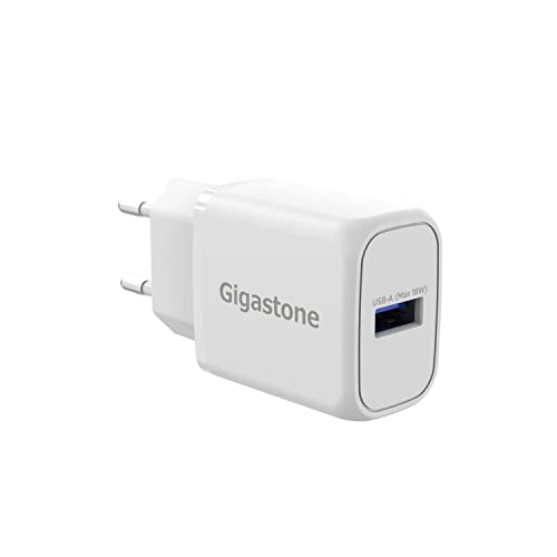 Gigastone USB Ladegerät 18W USB Netzteil, Schnellladegerät QC3.0 Kompatibel Mit iPhone 14/Pro, iPad Pro, Galaxy S20/S10 von Gigastone