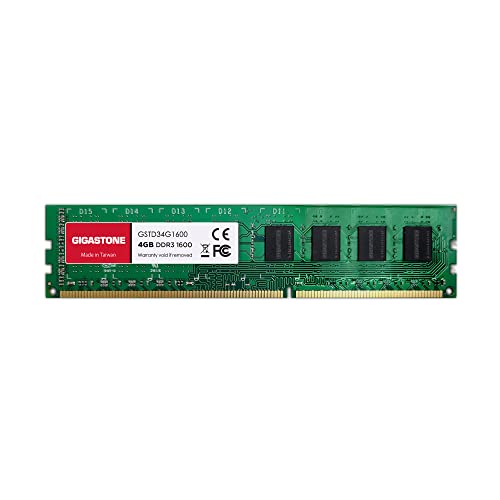 [RAM DDR3] Gigastone Desktop RAM 4GB DDR3 4GB DDR3-1600MHz PC3-12800 Unbuffered Non-ECC 1.5V CL11 240 Pin UDIMM RAM di Memoria Ideale per Desktop, Computer (Solo Desktop) von Gigastone