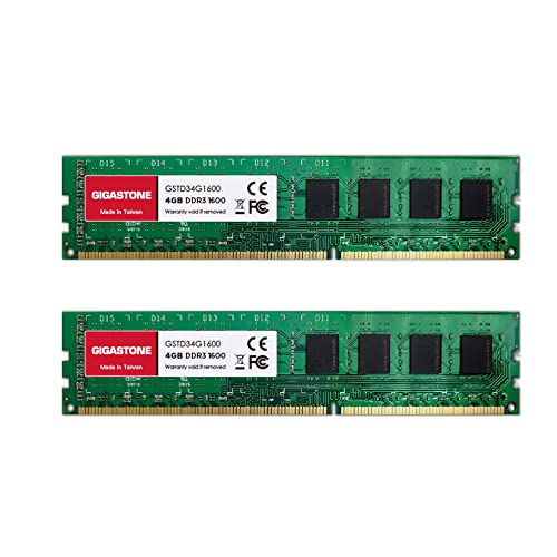 [RAM DDR3] Gigastone Desktop RAM 8GB (2x4GB) DDR3 8GB DDR3-1600MHz PC3-12800 Unbuffered Non-ECC 1.5V CL11 240 Pin UDIMM RAM di Memoria Ideale per Desktop, Computer (Solo Desktop) von Gigastone