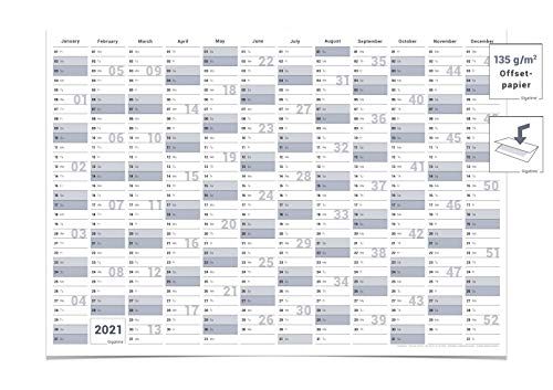 GIGATIME Jahreskalender 2021 - Wandkalender im XL-Format 84,1x59,4cm, International (englisch), gefaltet von Gigatime