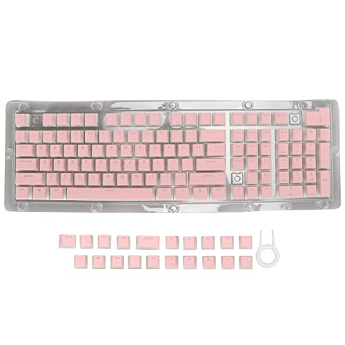 Gigicial PBT-Tastenkappen, Pudding-Tastenkappen, 130 Tasten, zweifarbig, durchscheinend, mechanische Tastatur-Tastenkappen mit Tastenabzieher für 61, 64, 68, 72, 82, 84, 87, 104, (Pink) von Gigicial