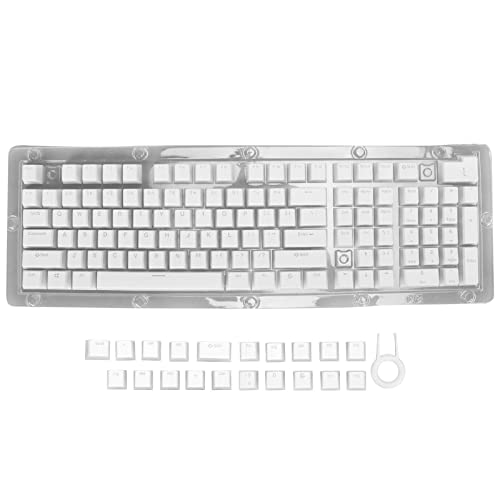 Gigicial PBT-Tastenkappen, Pudding-Tastenkappen, 130 Tasten, zweifarbig, durchscheinend, mechanische Tastatur-Tastenkappen mit Tastenabzieher für 61, 64, 68, 72, 82, 84, 87, 104, (White) von Gigicial