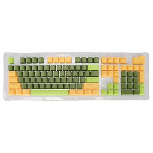 Gigicial Tastenkappen für mechanische Tastaturen, 107 Tasten, 3 Farben, durchscheinend, ergonomischer Bogen, individuelle Tastenkappen für 61, 64, 84, 87, 96, 98, 104 Tasten (Matcha Dark Green) von Gigicial