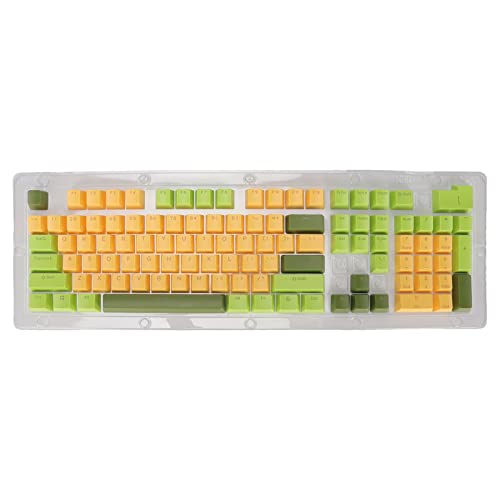 Gigicial Tastenkappen für mechanische Tastaturen, 107 Tasten, 3 Farben, durchscheinend, ergonomischer Bogen, individuelle Tastenkappen für 61, 64, 84, 87, 96, 98, 104 Tasten (Matcha Yellow) von Gigicial