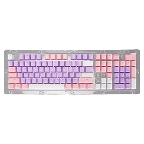 Gigicial Tastenkappen für mechanische Tastaturen, 107 Tasten, 3 Farben, durchscheinend, ergonomischer Bogen, individuelle Tastenkappen für 61, 64, 84, 87, 96, 98, 104 Tasten (Purple Pink White) von Gigicial
