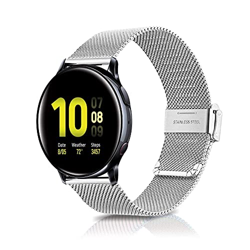 GiiMos 20mm Armband Kompatibel mit Samsung Galaxy Watch 5 /Watch 5 Pro 45mm/Watch 4/4 Classic/Active 2, Edelstahl Metall Uhrenarmband für Samsung Galaxy Watch 3 41mm/GearSporp/Gear S2 Classic-Silber von GiiMos