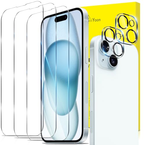 GiiYoon Panzer Schutz Glas für iPhone 15, 3 Stück Schutzfolie und 2 Stück Kamera Schutzglas, 9H Härte, Ultra-klar Displayschutz, Anti-Bläschen, Anti-Kratzen GiiYoon Panzer Schutz Glas für iPhone 15, 3 Stück Schutzfolie und 2 Stück Kamera Schutzglas, 9H Härte, Ultra-klar Displayschutz, Anti-Bläschen, Anti-Kratzen von GiiYoon