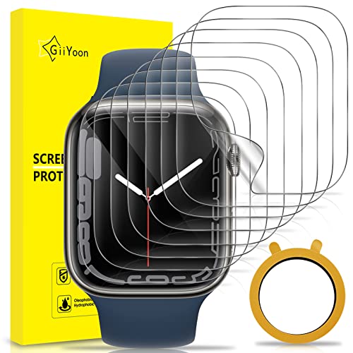 GiiYoon 8 Stück Schutzfolie Kompatibel mit Apple Watch Series 9/8/7 41mm, Blasenfrei Kratzfest Anti-Staub HD Klar Selbstheilung Flexible TPU Displayschutzfolie von GiiYoon