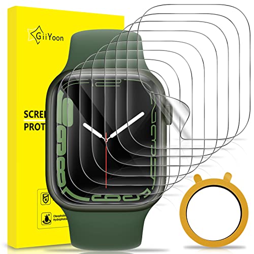 GiiYoon 8 Stück Schutzfolie Kompatibel mit Apple Watch Series 9/8/7 45MM, Blasenfrei Kratzfest Anti-Staub HD Klar Selbstheilung Flexible TPU Displayschutzfolie von GiiYoon