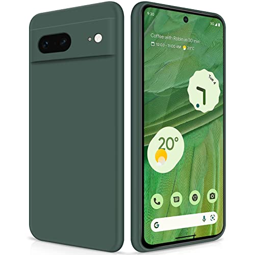 GiiYoon Hülle Kompatibel mit Google Pixel 7, Hochwertiges Liquid Silicone Case, Rundumschutz Handyhülle, Kratzfestes Weiches Mikrofaserfutter- grün von GiiYoon