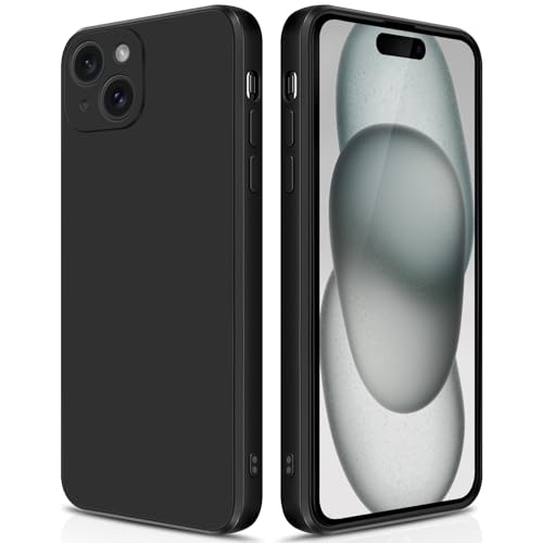 GiiYoon Hülle Kompatibel mit iPhone 15 Plus, Hochwertiges Liquid Silicone Case, Rundumschutz Handyhülle, Kratzfestes Weiches Mikrofaserfutter- Schwarz von GiiYoon