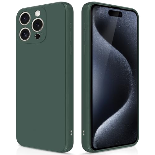 GiiYoon Hülle Kompatibel mit iPhone 15 Pro, Hochwertiges Liquid Silicone Case, Rundumschutz Handyhülle, Kratzfestes Weiches Mikrofaserfutter- grün von GiiYoon
