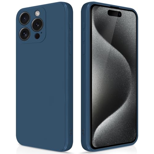 GiiYoon Hülle Kompatibel mit iPhone 15 Pro Max, Hochwertiges Liquid Silicone Case, Rundumschutz Handyhülle, Kratzfestes Weiches Mikrofaserfutter- Blau von GiiYoon