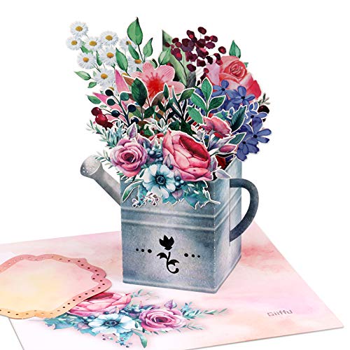 Giiffu 3D Pop Up Blumen Karte-Geschenkkarte zum Geburtstag für Frauen, Mama, Freundin, Blumen Wunschkarte mit Umschlag für Valentinstag, Muttertag, Geburtstag, Hochzeitstag, Danke, Alle Gelegenheiten von Giiffu