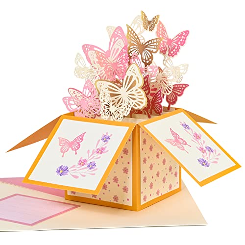 3D Pop up Grußkarte-Geschenkkarte zum Geburtstag, 3D Gelber Schmetterlings Geschenkkarte für Frauen, Frau, Freundin, Mutter, Grußkarte mit Umschlag für Geburtstags, Gute Besserung, Danke, Jahrestag von Giiffu