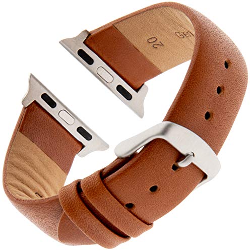 Gilden FW60-SMART Uhrenarmband für Apple 38 mm 40 mm 42 mm 44 mm gepolstert, kein Sticken, Leder Fits 38mm/40mm Apple Watch braun von Gilden