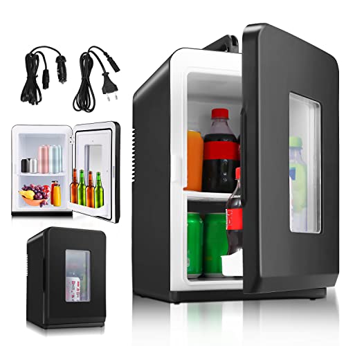 Gimisgu 2 in 1 Mini Kühlschrank, 15 Liter Kühlbox Klein Tragbar mit Kühl und Heizfunktion, für Kosmetik und Getränke, AC/DC Zimmer, Auto, Camping, Büros, Schwarz von Gimisgu