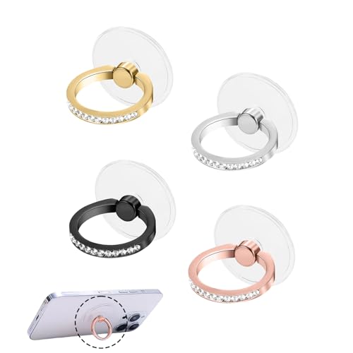 Ginddy 4 Stück Handy Ring Halterung 360°Drehung Finger Handyhalterung Transparent Ringhalter mit Strasssteinen für Handys 4 Farben Ginddy 4 Stück Handy Ring Halterung 360°Drehung Finger Handyhalterung Transparent Ringhalter mit Strasssteinen für Handys 4 Farben von Ginddy