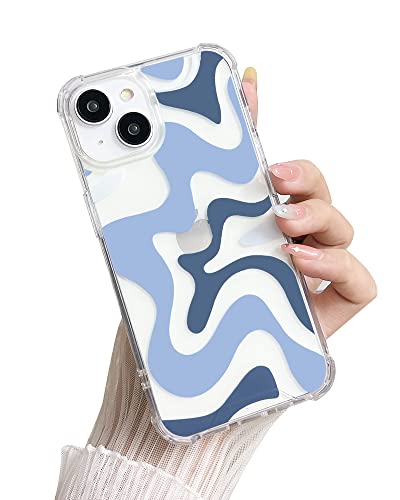 Ginkgonut Kompatibel mit iPhone 13/iPhone 14 Handyhülle, Mode Simple Cute Wavy Pattern Hülle für Frauen Mädchen Weiches TPU + Hard PC Schutzhülle für iPhone 13/iPhone 14 - Blau Ginkgonut Kompatibel mit iPhone 13/iPhone 14 Handyhülle, Mode Simple Cute Wavy Pattern Hülle für Frauen Mädchen Weiches TPU + Hard PC Schutzhülle für iPhone 13/iPhone 14 - Blau von Ginkgonut