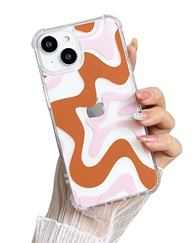 Ginkgonut Kompatibel mit iPhone 13 / iPhone 14 Hülle, Mode Einfach Niedlich Wellenmuster Hülle für Frauen Mädchen Weiches TPU + Harter PC Schutz Hülle für iPhone 13 / iPhone 14 Braun Ginkgonut Kompatibel mit iPhone 13 / iPhone 14 Hülle, Mode Einfach Niedlich Wellenmuster Hülle für Frauen Mädchen Weiches TPU + Harter PC Schutz Hülle für iPhone 13 / iPhone 14 Braun von Ginkgonut