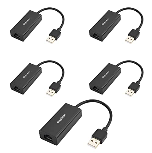 Giochem USB 2.0 auf Ethernet-Adapter, USB auf RJ45, unterstützt 10/100 Mbit/s Ethernet-Netzwerk für Window/Mac OS, Surface Pro/Linux, 5 Stück von Giochem