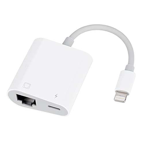 Lightning-zu-Ethernet-Adapter,2 in 1 RJ45-Ethernet-LAN-Netzwerkadapter mit Ladeanschluss für Telefon,Pad 10/100Mbps High Speed,Plug and Play von Giochem