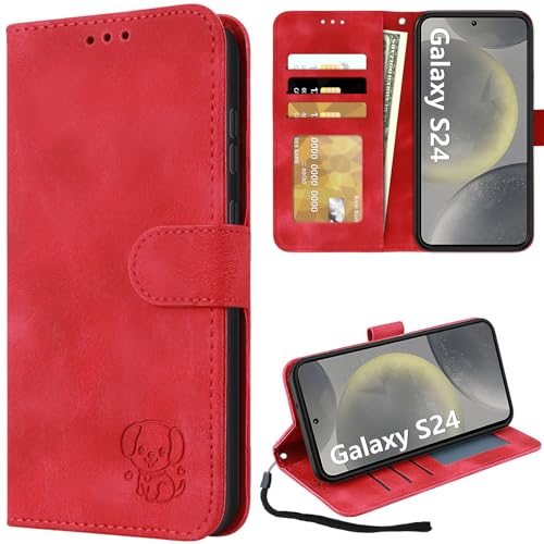 Giolus Lederhülle Kompatibel mit Samsung Galaxy S24 5G Hülle, Premium Flip Wallet PU Leder Tasche Handyhülle, Standfunktion Magnetische Schnalle, Stoßfest Kartensteckplätzen Schutzhülle, Rot Giolus Lederhülle Kompatibel mit Samsung Galaxy S24 5G Hülle, Premium Flip Wallet PU Leder Tasche Handyhülle, Standfunktion Magnetische Schnalle, Stoßfest Kartensteckplätzen Schutzhülle, Rot von Giolus
