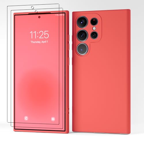 Giolus Kompatibel mit Samsung Galaxy S24 Ultra Hülle Silikon mit 2 Stück Schutzfolie und Kameraschutz, Ultra Dünn Silicone Handyhülle Matte Schutzhülle Stoßfeste Kratzfeste Rundumschutz Case Rot Giolus Kompatibel mit Samsung Galaxy S24 Ultra Hülle Silikon mit 2 Stück Schutzfolie und Kameraschutz, Ultra Dünn Silicone Handyhülle Matte Schutzhülle Stoßfeste Kratzfeste Rundumschutz Case Rot von Giolus