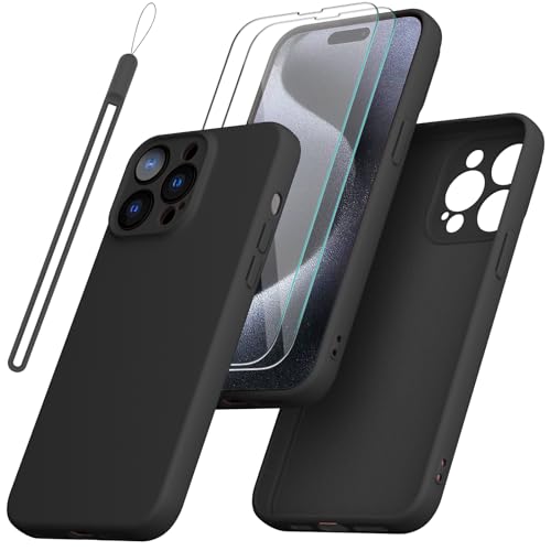 Giolus Kompatibel mit iPhone 15 Pro Hülle Silikon mit 2 Stück Schutzfolie und Kameraschutz, Ultra Dünn Silicone Handyhülle Matte Schutzhülle Stoßfeste Kratzfeste Rundumschutz Case Schwarz Giolus Kompatibel mit iPhone 15 Pro Hülle Silikon mit 2 Stück Schutzfolie und Kameraschutz, Ultra Dünn Silicone Handyhülle Matte Schutzhülle Stoßfeste Kratzfeste Rundumschutz Case Schwarz von Giolus
