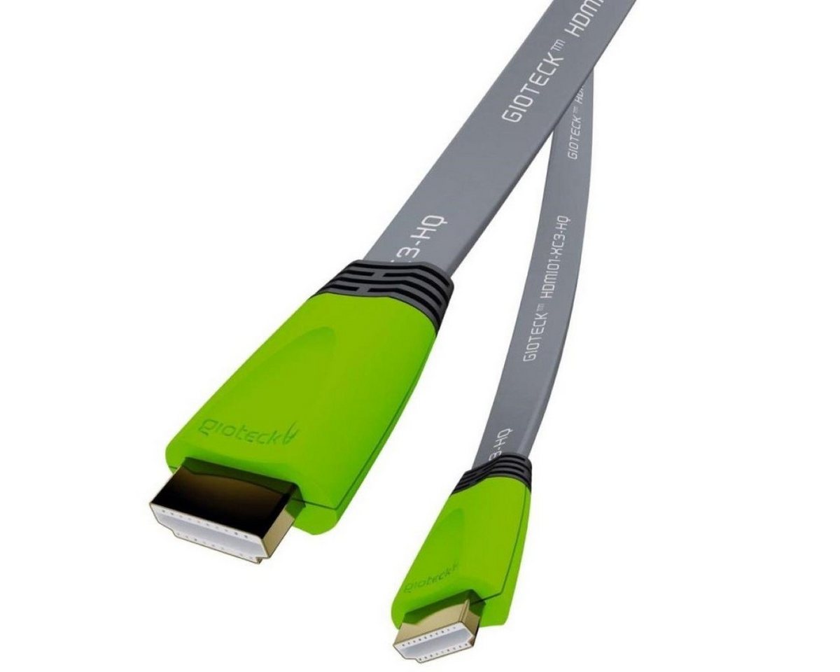 Gioteck HQ HDMI-Kabel Anschluss-Kabel 1,8m Grün/Grau Netzkabel, HDMI, (180 cm), Flachkabel von Gioteck