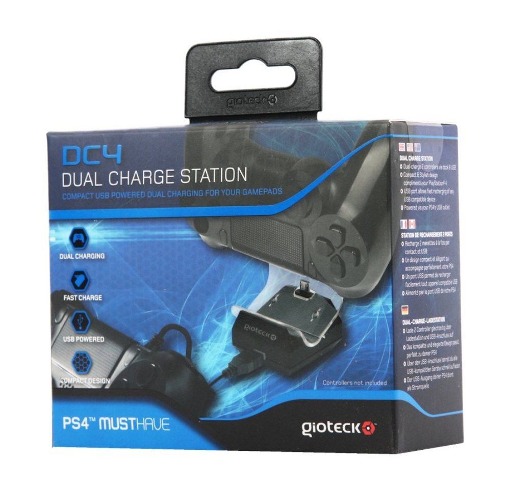Gioteck Spielekonsolen-Zubehörset Gioteck Dual Charge Station USB Lade-Station Ladegerät für Sony PS4 Controller, (Set), Farbe: Schwarz von Gioteck
