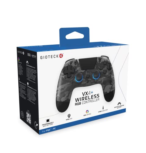 Gioteck VX4+ Wireless Controller für PlayStation 4 (PS4) - Dark Camo - Anpassbare RGB-Beleuchtung und programmierbare Rücktasten - Bluetooth-kompatibel von Gioteck